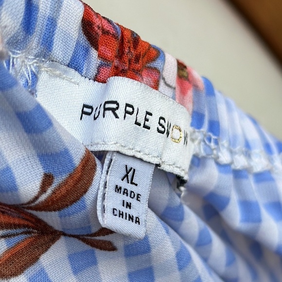 Purple Snow Gingham Floral Mini Dress Size XL - Picture 8 of 11